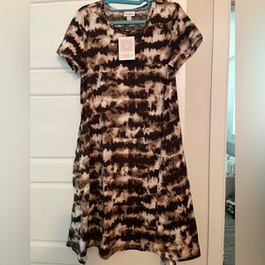 LuLaRoe Black and Brown Tie-Dye Dress